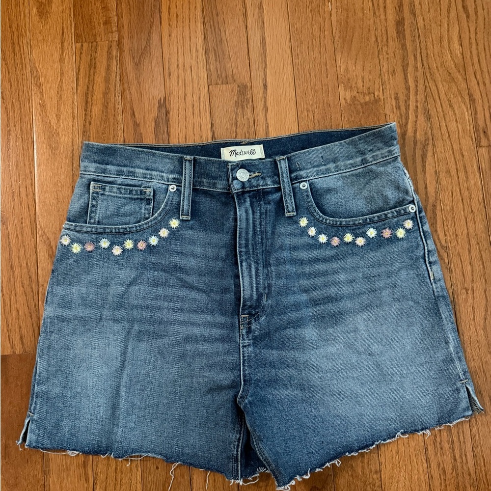 Madewell Denim Jean Shorts with Floral Embroidery